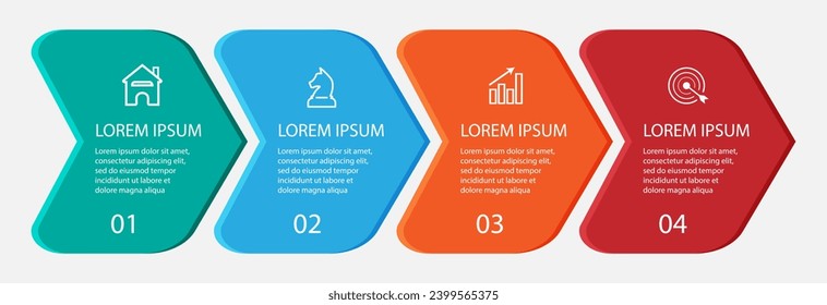 business infographic template 4 option or steps. colorful
vector design in various colors with icon, text,
number
used for flow diagrams, presentations 
in your business