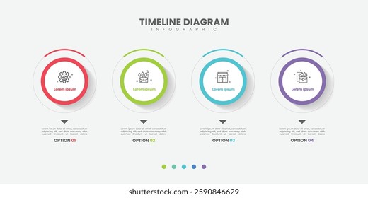 Business infographic template. 4 option timeline journey. Process diagram, 4 options on white background, Infograph elements 
