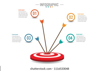 Business infographic template with 4 options to target, Abstract elements diagram or processes and business flat icon, Vector business template for presentation.Creative concept for infographic.
