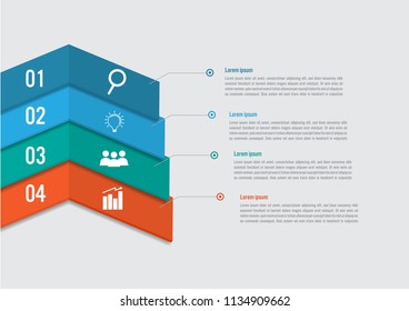 Business infographic template with 4 options arrow shape, Abstract elements diagram or processes and business flat icon, Vector business template for presentation.Creative concept for infographic.
