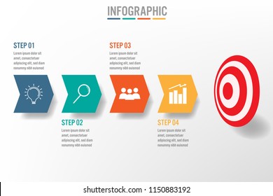 Business infographic template with 4 options target shape, Abstract elements diagram or processes and business flat icon, Vector business template for presentation.Creative concept for infographic.
