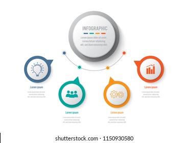 Business Infographic Template With 4 Options Circular Shape, Abstract Elements Diagram Or Processes And Business Flat Icon, Vector Business Template For Presentation.Creative Concept For Infographic.
