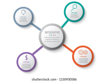 Business infographic template with 4 options circular shape, Abstract elements diagram or processes and business flat icon, Vector business template for presentation.Creative concept for infographic.
