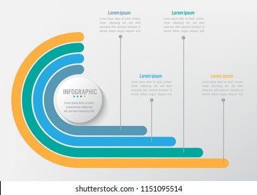 Business infographic template with 4 options circular shape, Abstract elements diagram or processes and business flat icon, Vector business template for presentation.Creative concept for infographic.
