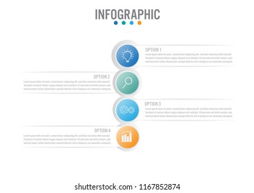 Business infographic template with 4 options circular shape, Abstract elements diagram or processes and business flat icon, Vector business template for presentation.Creative concept for infographic.
