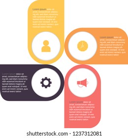 Business Infographic template with 4 options. square symbol. vector illustration 