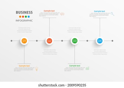 Business infographic template with 4 options, steps or processes. Can be used for workflow layout, diagram, annual report, web design