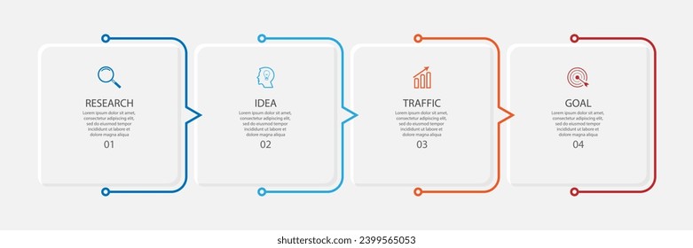 business infographic template 4 options or steps. thin line design with icons, text, number. used for process diagrams, workflow layouts, flowcharts, infographics, 
and your presentations