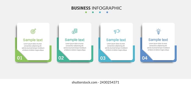 Business infographic template with 4 options, steps or processes. Can be used for workflow layout, diagram, annual report, web design