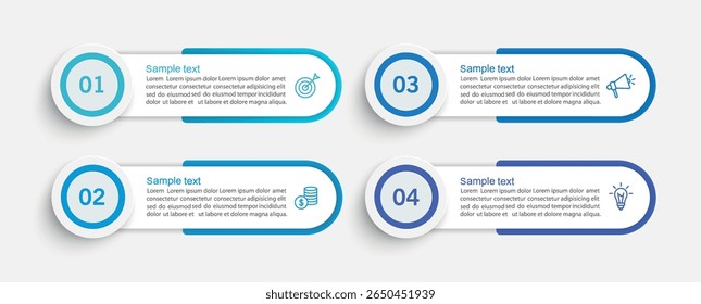 Business infographic template with 4 options or steps. Can be used for workflow layout, diagram, annual report, web design