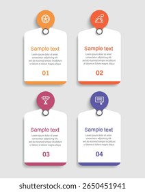 Business infographic template with 4 options or steps. Can be used for workflow layout, diagram, annual report, web design