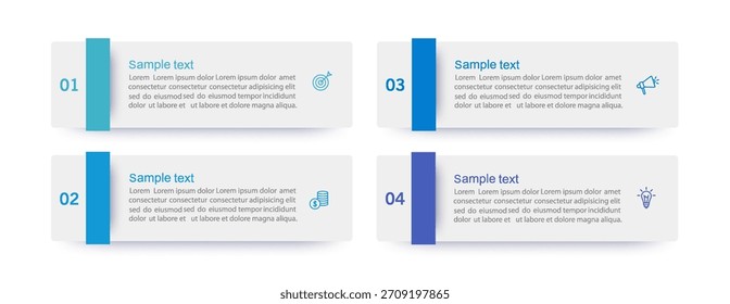 Plantilla de infografía de negocios con 4 opciones o pasos. Puede ser utilizado para el diseño del flujo de trabajo, diagrama, informe anual, Diseño web