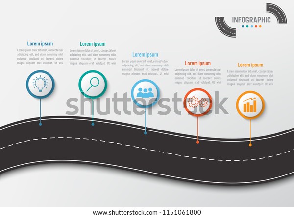 Business infographic template with 4\
options road shape, Abstract elements diagram or processes and\
business flat icon, Vector business template for\
presentation.Creative concept for\
infographic.\
