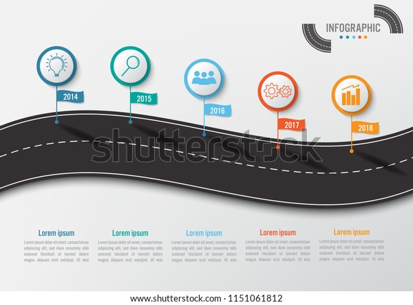 Business infographic template with 4\
options road shape, Abstract elements diagram or processes and\
business flat icon, Vector business template for\
presentation.Creative concept for\
infographic.\
