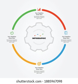 Proceso de Plantilla Infográfica de Negocios 4, Pasos. Plantilla informativa de servicios