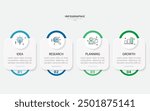 Business infographic template. 4 Step timeline journey. Process diagram, 4 options on white background, Infograph elements vector illustration.