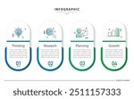 Business infographic template. 4 Step timeline journey. Process diagram, 4 options on white background, Infograph elements vector illustration.