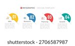 Business infographic template. 4 Step timeline journey. Process diagram, 4 options on white background, Infograph elements vector illustration.