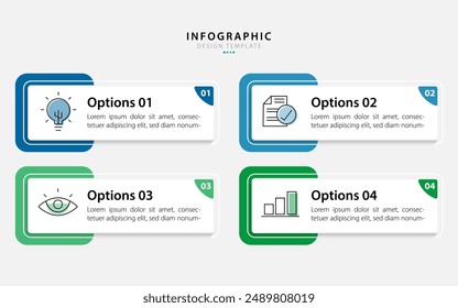 Plantilla de infografía de negocios. Recorrido en línea de tiempo de 4 pasos. Diagrama de proceso, 4 opciones sobre fondo blanco, Ilustración vectorial de Elementos Infograph.