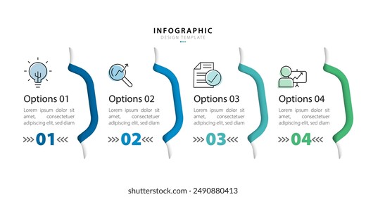 Business infographic template. 4 Step timeline journey. Process diagram, 4 options on white background, Infograph elements vector illustration.