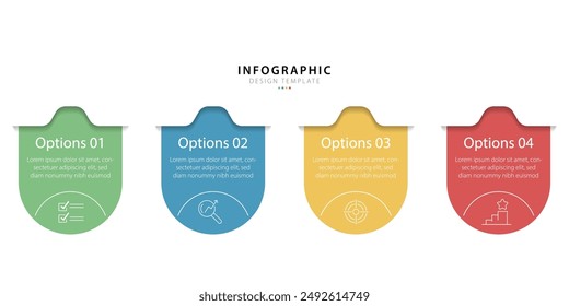 Plantilla de infografía de negocios. Recorrido en línea de tiempo de 4 pasos. Diagrama de proceso, 4 opciones sobre fondo blanco, Ilustración vectorial de Elementos Infograph.