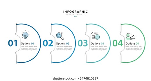 Business infographic template. 4 Step timeline journey. Process diagram, 4 options on white background, Infograph elements vector illustration.