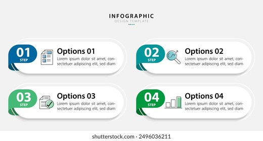 Plantilla de infografía de negocios. 4 Paso de la línea de tiempo de viaje. Diagrama de proceso, 4 opciones sobre fondo blanco, Ilustración vectorial de Elementos de infografía.