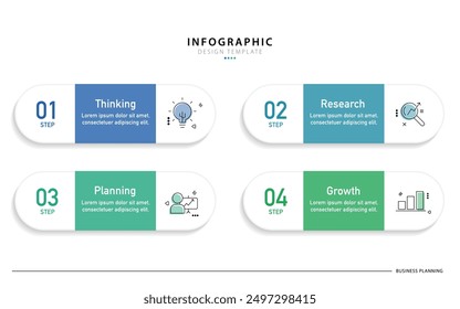 Plantilla de infografía de negocios. 4 Paso de la línea de tiempo de viaje. Diagrama de proceso, 4 opciones sobre fondo blanco, Ilustración vectorial de Elementos de infografía.