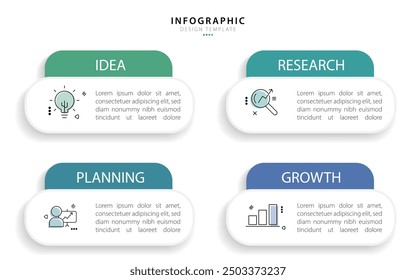Business infographic template. 4 Step timeline journey. Process diagram, 4 options on white background, Infograph elements vector illustration.