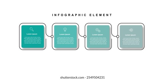 Business infographic template. 4 Step timeline journey. Process diagram, 4 options on white background, Infographic elements vector illustration.