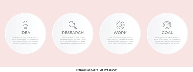 Business infographic template. 4 Step timeline journey. Process diagram, 4 options on white background, Infograph elements vector illustration