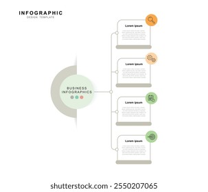 Business infographic template. 4 Step timeline journey. Process diagram, 4 options on white background, Infographic elements