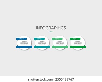 Business infographic template. 4 Step timeline journey. Process diagram, 4 options on white background, Infograph elements vector illustration.