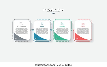 Business infographic template. 4 Step timeline journey. Process diagram, 4 options on white background