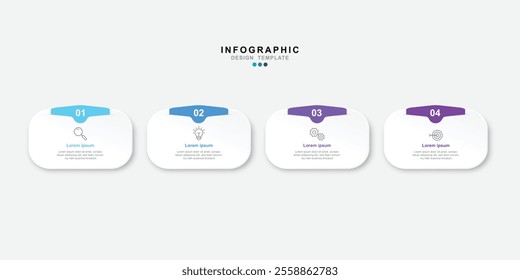 Business infographic template. 4 Step timeline journey. Process diagram, 4 options on white background