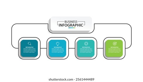 Business infographic template. 4 Step timeline journey, vector illustration