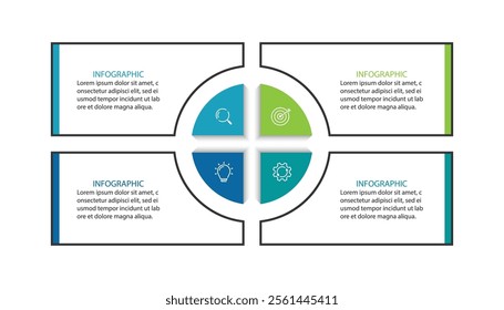 Business infographic template. 4 Step timeline journey, vector illustration