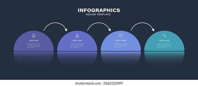 Business infographic template. 4 Step timeline journey.