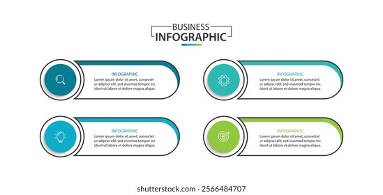 Business infographic template. 4 Step timeline journey. Process diagram, Infographic elements vector illustration