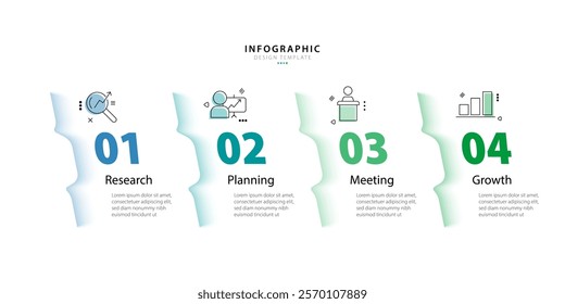 Business infographic template. 4 Step timeline journey. Process diagram, 4 options on white background, Infograph elements vector illustration.