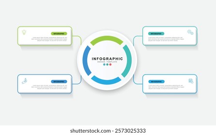 Business infographic template. 4 Step timeline journey. Process diagram, 4 options on white background