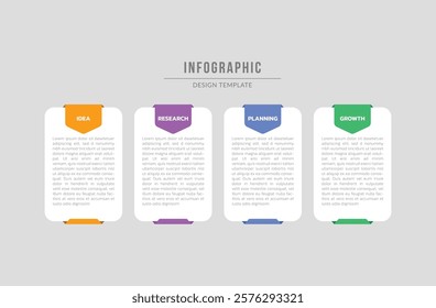 Business infographic template. 4 Step timeline journey. Process diagram, 4 options on white background. Vector Infographic label design template 5 options or steps. workflow layouts, banners, chart