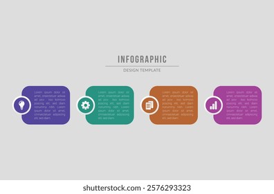 Business infographic template. 4 Step timeline journey. Process diagram, 4 options on white background. Vector Infographic label design template 5 options or steps. workflow layouts, banners, chart
