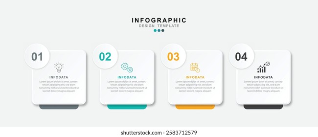 Business infographic template. 4 Step timeline journey. Process diagram, 4 options on white background.