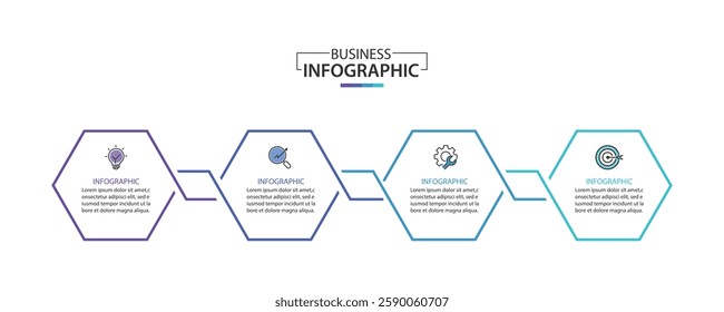 Business infographic template. 4 Step timeline journey. Process diagram, Infographic elements vector illustration.