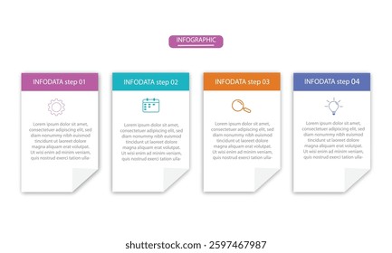 Business infographic template. 4 Step timeline journey. Process diagram, 4 options on white background, vector illustration.