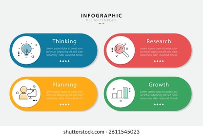 Business infographic template. 4 Step timeline journey. Process diagram, 4 options on white background, Infograph elements vector illustration.
