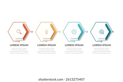 Business infographic template. 4 Step timeline journey. Process diagram, 4 options on white background, Infograph elements vector illustration.