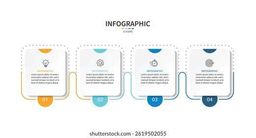 Business infographic template. 4 Step timeline journey. Process diagram, Infographic elements vector illustration.	