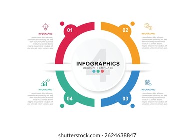 Business infographic template. 4 Step timeline journey. Process diagram, 4 options on white background